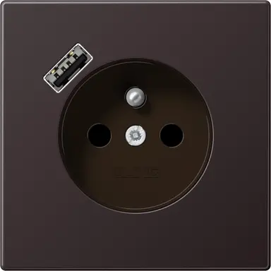 JUNG AL 1520 F-18 A D wandcontactdoos penaarde Safety+ met USB type A LS990 dark gelakt aluminium