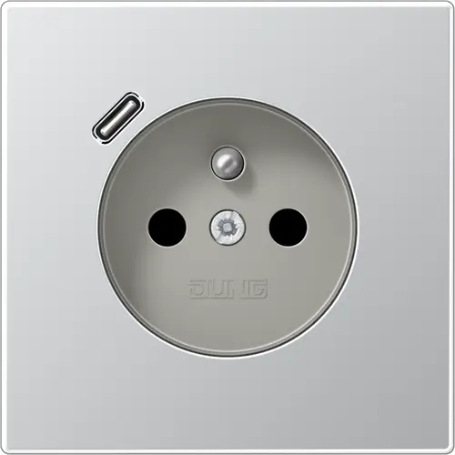 JUNG AL 1520 F-18 C wandcontactdoos penaarde Safety+ met USB type C LS990 aluminium