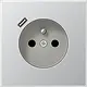 JUNG AL 1520 F-18 C wandcontactdoos penaarde Safety+ met USB type C LS990 aluminium
