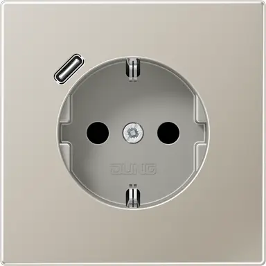 JUNG ES 1520-18 C wandcontactdoos randaarde Safety+ met USB-C LS990 edelstaal