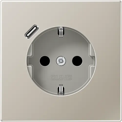 JUNG ES 1520-18 C wandcontactdoos randaarde Safety+ met USB-C LS990 edelstaal
