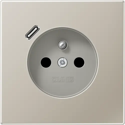 JUNG ES 1520 F-18 C wandcontactdoos penaarde Safety+ met USB type C LS990 edelstaal