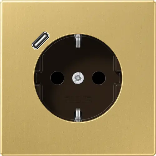JUNG ME 1520-18 C C wandcontactdoos randaarde Safety+ met USB-C LS990 messing klassiek