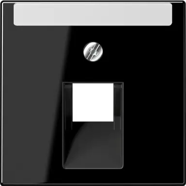 JUNG A 569-1 NA PLUA SW centraalplaat 1-voudig met tekstvenster tbv RJ45 wandcontactdoos A-range zwart glans