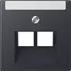 JUNG A 569-2 NA PLUA ANM centraalplaat 2-voudig met tekstvenster tbv RJ45 wandcontactdoos A-range antraciet mat