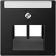 JUNG A 569-2 NA PLUA SWM centraalplaat 2-voudig met tekstvenster tbv RJ45 wandcontactdoos A-range grafietzwart mat