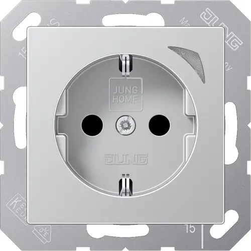 JUNG BT A 1521 S AL HOME wandcontactdoos randaarde A-range aluminium