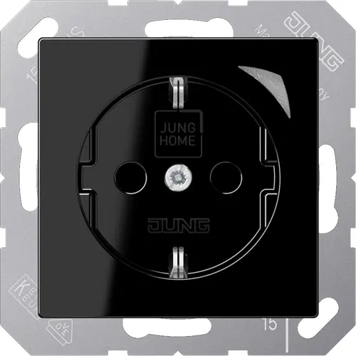 JUNG BT A 1521 SE SW HOME wandcontactdoos randaarde Energy A-range zwart glans