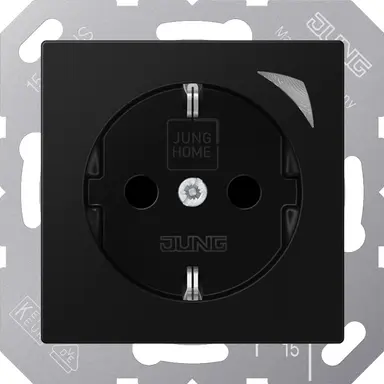 JUNG BT A 1521 SE SWM HOME wandcontactdoos randaarde Energy A-range grafietzwart mat