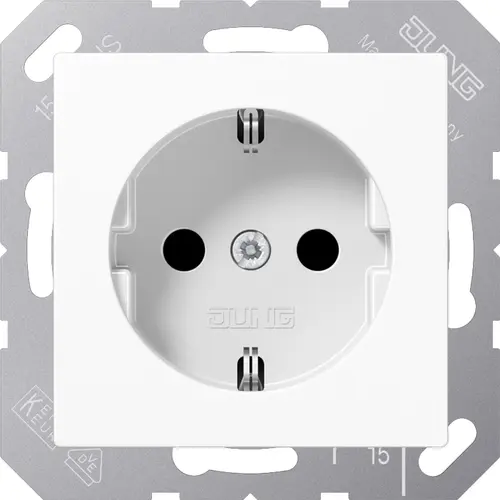 JUNG A 1520 KI WW wandcontactdoos randaarde Safety+ met klauwbevestiging A-range alpine wit