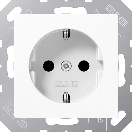 JUNG A 1521 NKI WW wandcontactdoos randaarde Safety+ met schroefklemmen A-range alpine wit
