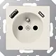 JUNG A 1520 F-15 CA wandcontactdoos penaarde Safety+ met USB type A en C A-range creme