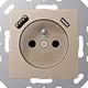 JUNG A 1520 F-15 CA CH wandcontactdoos penaarde Safety+ met USB type A en C A-range champagne