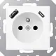 JUNG A 1520 F-15 CA WWM wandcontactdoos penaarde Safety+ met USB type A en C A-range sneeuwwit mat