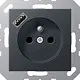 JUNG A 1520 F-18 A ANM wandcontactdoos penaarde Safety+ met USB type A A-range antraciet mat