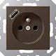 JUNG A 1520 F-18 A MO wandcontactdoos penaarde Safety+ met USB type A A-range mokka