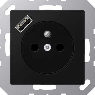 JUNG A 1520 F-18 A SWM wandcontactdoos penaarde Safety+ met USB type A A-range grafietzwart mat