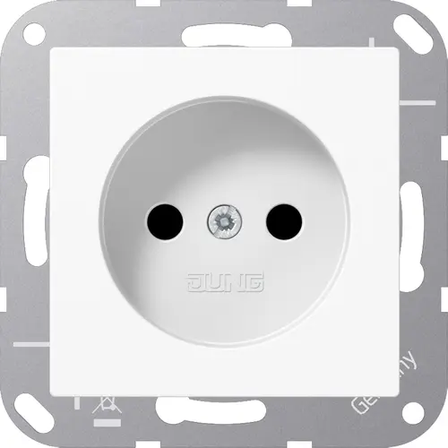 JUNG A 1510 NKI WW wandcontactdoos zonder randaarde Safety+ A-range alpine wit