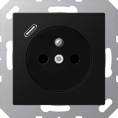 JUNG A 1520 F-18 C SWM wandcontactdoos penaarde Safety+ met USB type C A-range grafietzwart mat