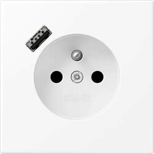 JUNG LS 1520 F-18 A WWM wandcontactdoos penaarde Safety+ met USB type A LS990 sneeuwwit mat
