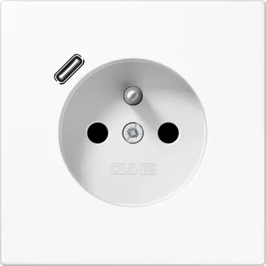 JUNG LS 1520 F-18 C WW wandcontactdoos penaarde Safety+ met USB type C LS990 alpine wit