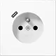 JUNG LS 1520 F-18 C WW wandcontactdoos penaarde Safety+ met USB type C LS990 alpine wit