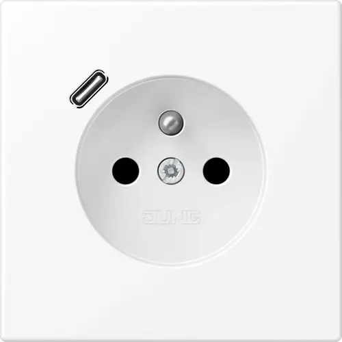 JUNG LS 1520 F-18 C WWM wandcontactdoos penaarde Safety+ met USB type C LS990 sneeuwwit mat