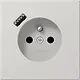 JUNG LS 1520 F-18 A LG wandcontactdoos penaarde Safety+ met USB type A LS990 lichtgrijs