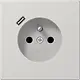 JUNG LS 1520 F-18 C LG wandcontactdoos penaarde Safety+ met USB type C LS990 lichtgrijs
