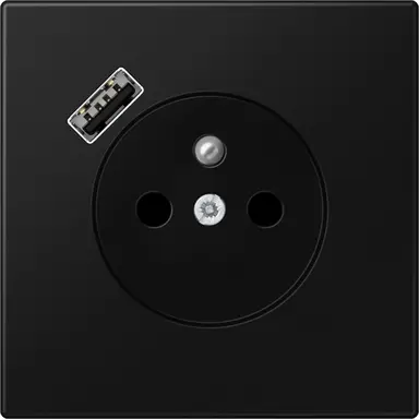 JUNG LS 1520 F-18 A SWM wandcontactdoos penaarde Safety+ met USB type A LS990 grafietzwart mat
