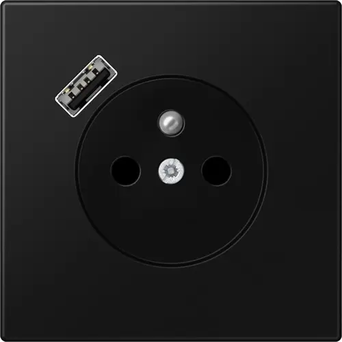 JUNG LS 1520 F-18 A SWM wandcontactdoos penaarde Safety+ met USB type A LS990 grafietzwart mat