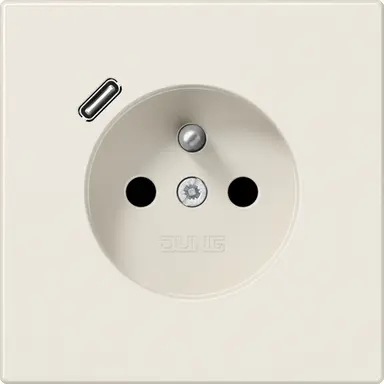 JUNG LS 1520 F-18 C wandcontactdoos penaarde Safety+ met USB type C LS990 creme
