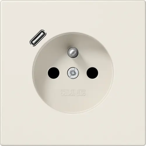JUNG LS 1520 F-18 C wandcontactdoos penaarde Safety+ met USB type C LS990 creme