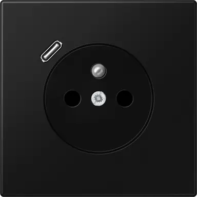 JUNG LS 1520 F-18 C SWM wandcontactdoos penaarde Safety+ met USB type C LS990 grafietzwart mat