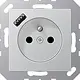 JUNG A 1520 F-18 A AL wandcontactdoos penaarde Safety+ met USB type A A-range aluminium