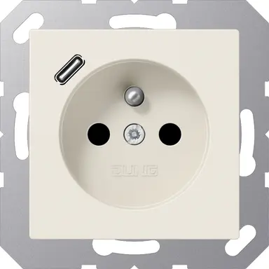 JUNG A 1520 F-18 C wandcontactdoos penaarde Safety+ met USB type C A-range creme