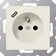 JUNG A 1520 F-18 C wandcontactdoos penaarde Safety+ met USB type C A-range creme