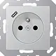 JUNG A 1520 F-18 C AL wandcontactdoos penaarde Safety+ met USB type C A-range aluminium