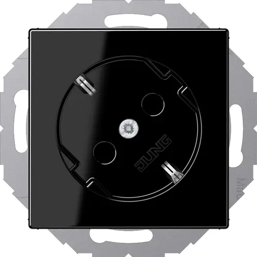 JUNG A 520-45 KI SW wandcontactdoos randaarde 45 graden Safety+ A-range zwart glans