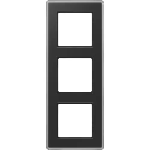 JUNG AV 583 GLM SW afdekraam 3-voudig A Viva zwart glas