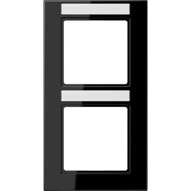 JUNG A 5582 BF NA SW afdekraam 2-voudig verticaal met tekstvenster A550 zwart glans