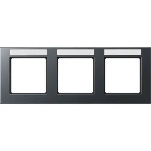 JUNG A 55830 BF NA ANM afdekraam 3-voudig horizontaal met tekstvenster A550 antraciet mat