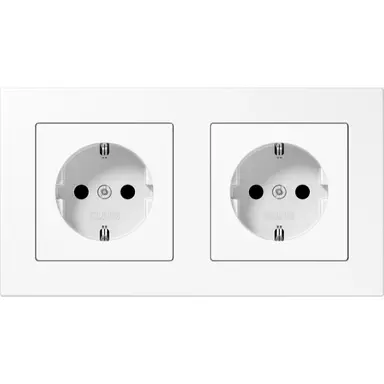 JUNG A 1520-2 BF WW wandcontactdoos 2-voudig randaarde voorbedraad voor duo-inbouwdoos A550 alpine wit