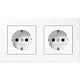 JUNG A 1520-2 BF WW wandcontactdoos 2-voudig randaarde voorbedraad voor duo-inbouwdoos A550 alpine wit