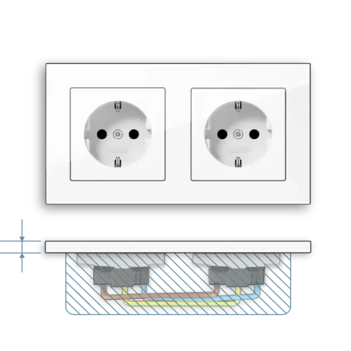 JUNG A 1520-2 BF WW wandcontactdoos 2-voudig randaarde voorbedraad voor duo-inbouwdoos A550 alpine wit