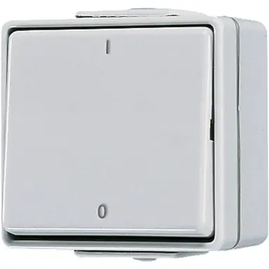 JUNG 602 W 2-polige schakelaar 10A met onderbak IP44 WG600