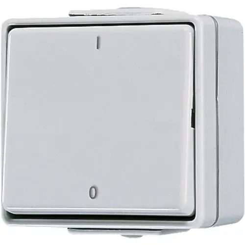 JUNG 602 W 2-polige schakelaar 10A met onderbak IP44 WG600