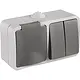 Q-Link 00.944.72 opbouw combinatie serieschakelaar en randaarde wandcontactdoos horizontaal grijs spatwaterdicht IP54 OP=OP