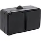 Q-Link 00.946.69 opbouw combinatie wisselschakelaar en randaarde wandcontactdoos horizontaal zwart spatwaterdicht IP54 OP=OP