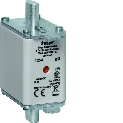 Hager NH00 KTF M125A 500V Smeltpatroon (mes) NH00 125A
